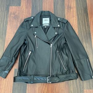 Zara moto leather jacket